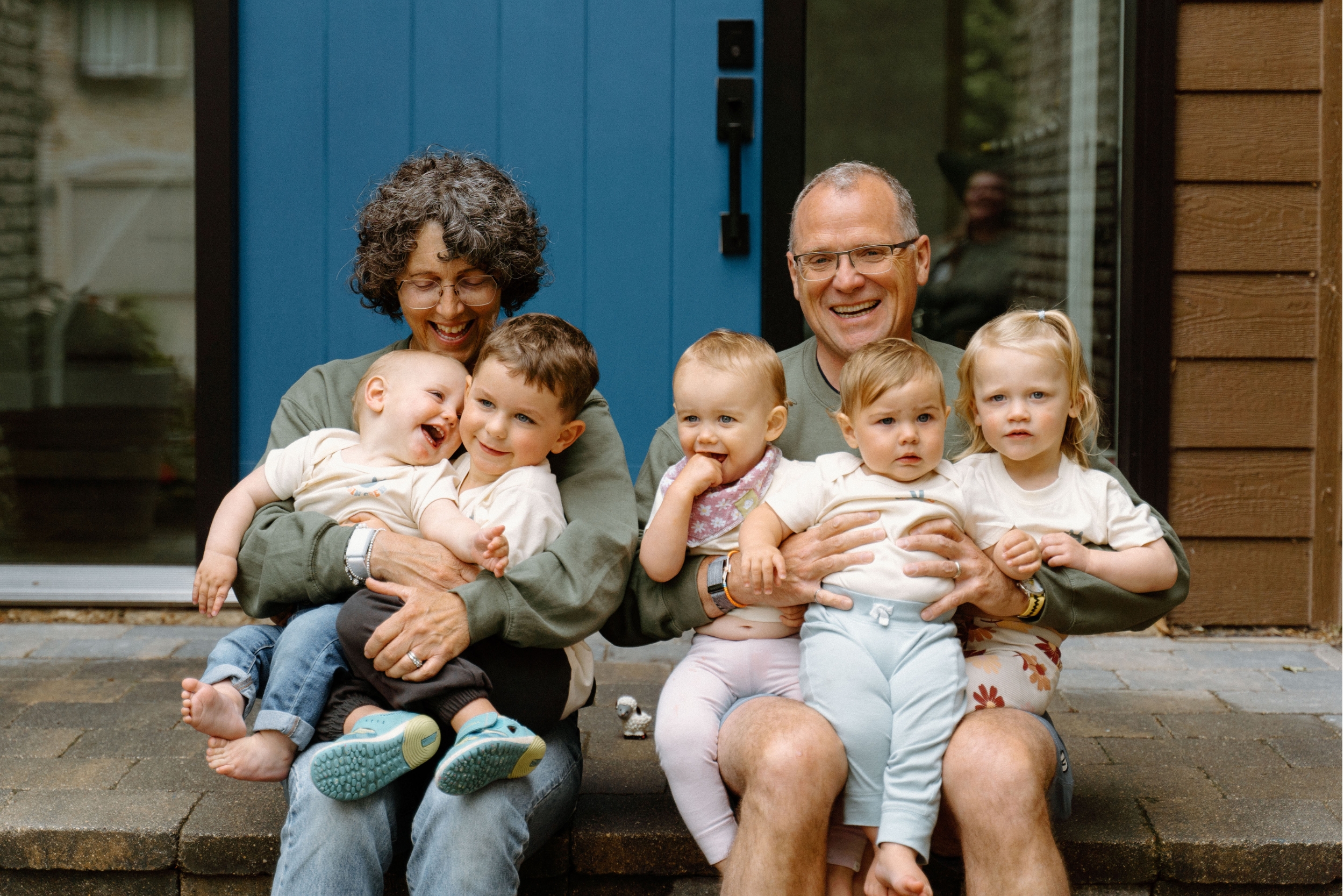 Mona and Mike Linton along with their five grandchildren